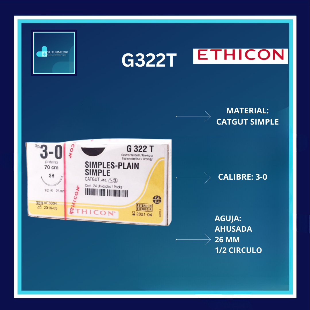 CATGUT SIMPLE 3-0  G322T ETHICON DOCENA