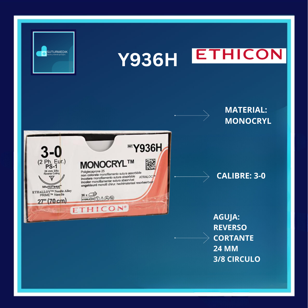MONOCRYL 3-0 Y936H DOCENA ETHICON