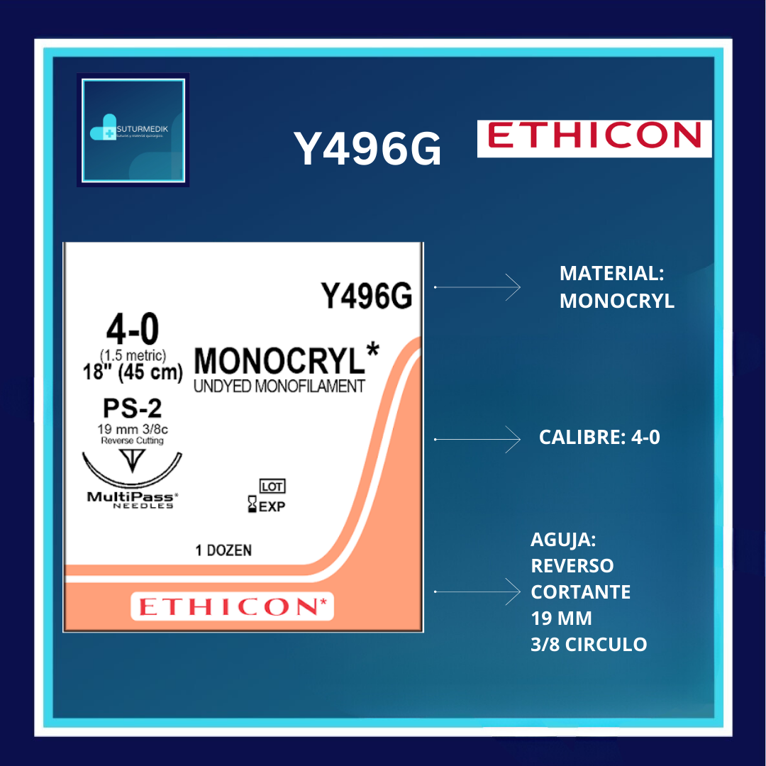 MONOCRYL 4-0 Y496G DOCENA ETHICON