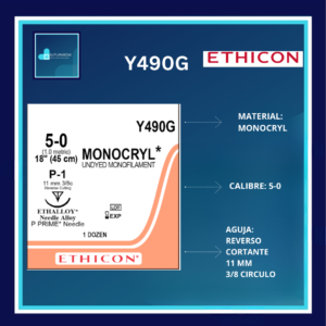 MONOCRYL 5-0 Y490G DOCENA ETHICON