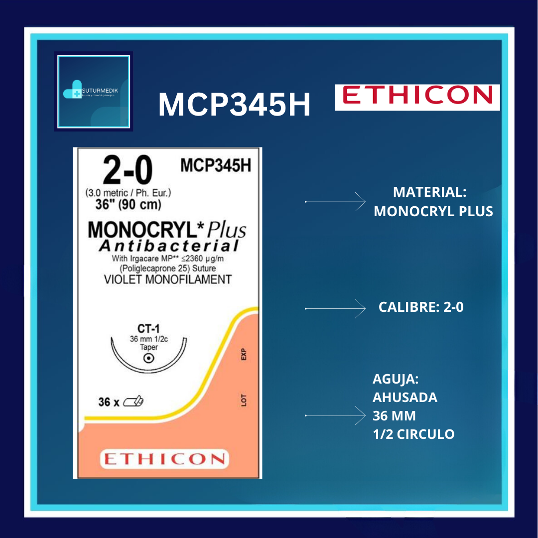 MONOCRYL 2-0 MCP345H DOCENA ETHICON PREMIUM
