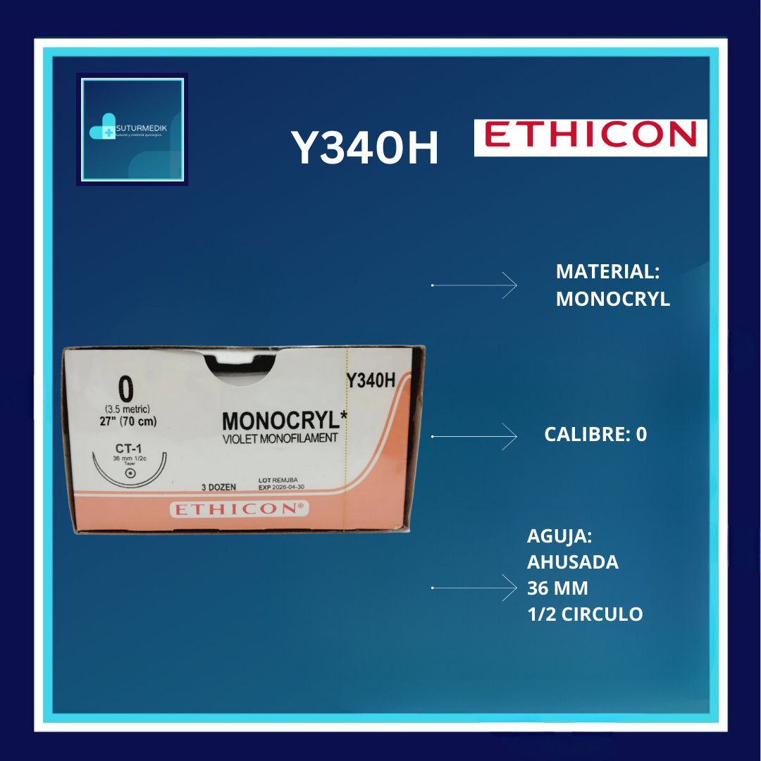 MONOCRYL 0 Y340H DOCENA ETHICON