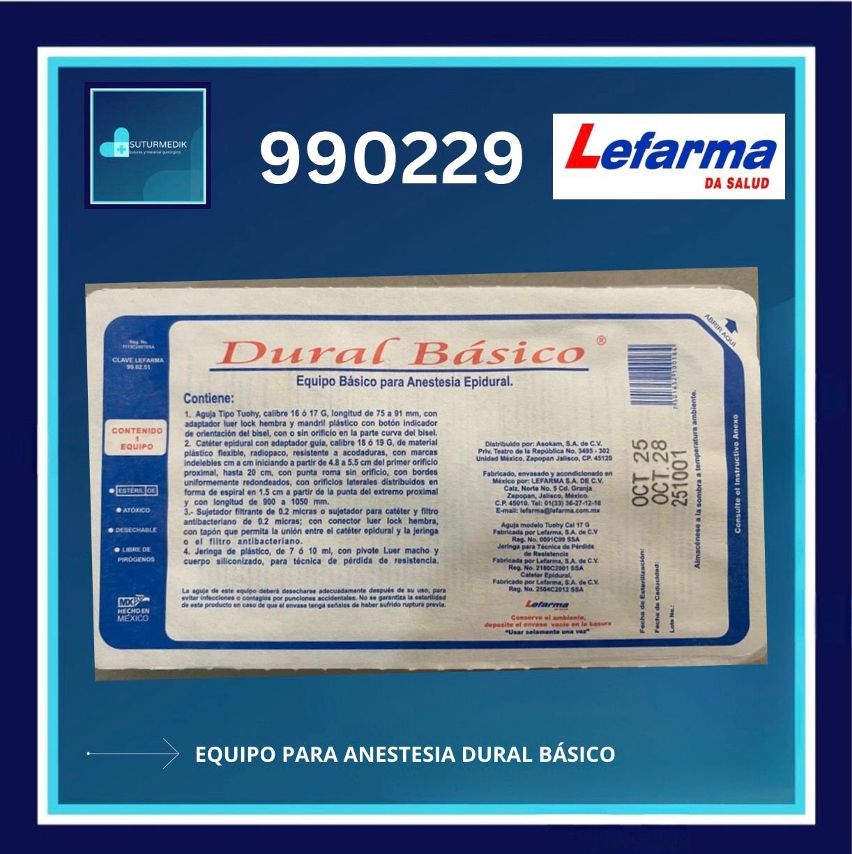 DURAL BÁSICO EQUIPO PARA ANESTESIA DURAL 990229